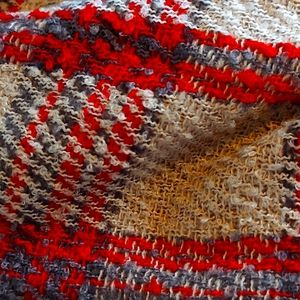 LOF Plaid Brown Infinity Scarf Fray Fringe, NWT